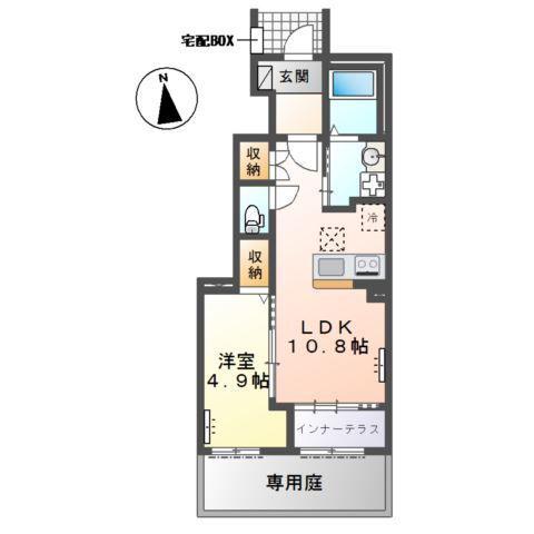 下野市下石橋アパート(1LDK/1階)の間取り写真