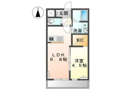 ウィステール(1LDK/1階)の間取り写真