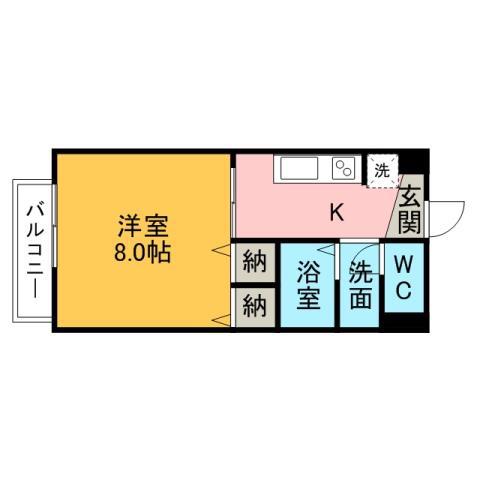 PARADISE NOBATA(1K/1階)の間取り写真