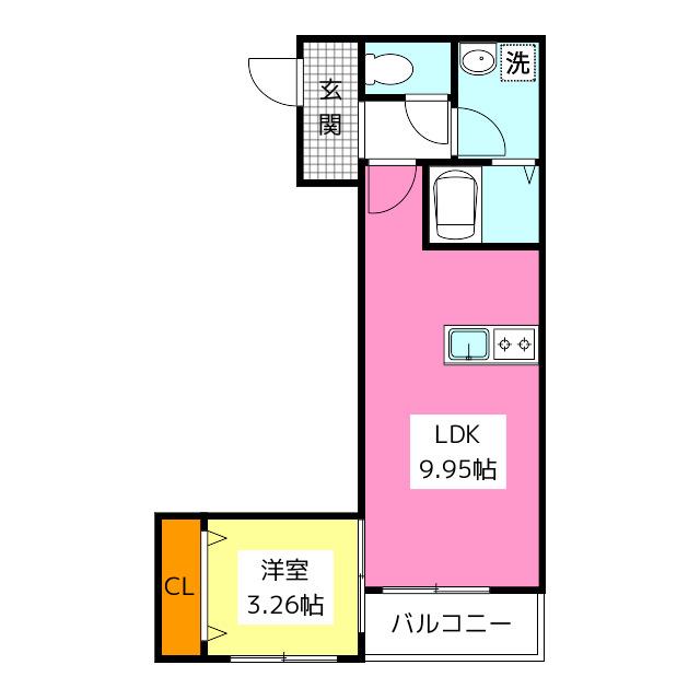上白水3丁目AP(1LDK/2階)の間取り写真