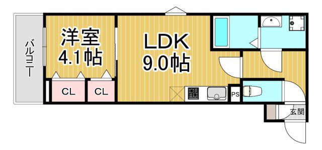 シエーナ川西中央3(1LDK/1階)の間取り写真