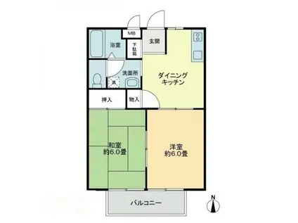 フォブールK&K(2DK/1階)の間取り写真