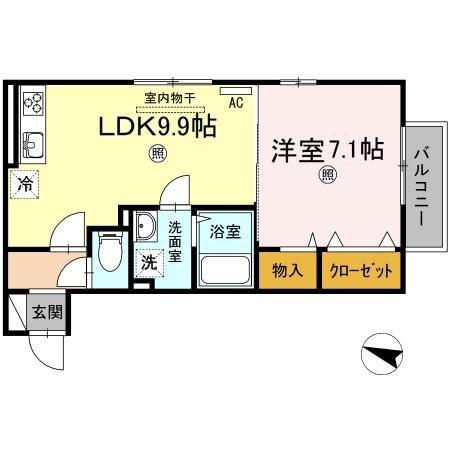 アヴァンサール 優(1LDK/2階)の間取り写真