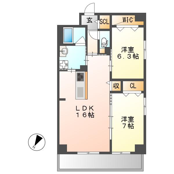 GRAN DUKE伝馬町(2LDK/2階)の間取り写真