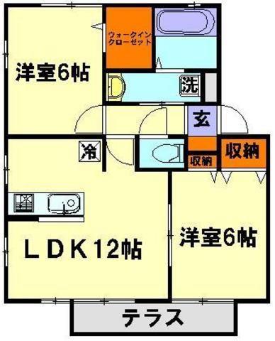 フレスカI(2LDK/2階)の間取り写真