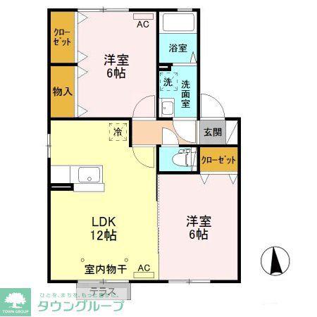 石川ヒルズ(2LDK/2階)の間取り写真