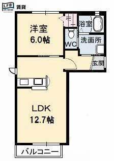 シャーメゾンひまわりB棟(1LDK/1階)の間取り写真