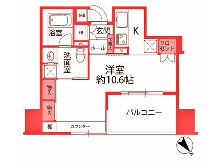 Dクラディアイヴァン横浜桜木(ワンルーム/3階)の間取り写真