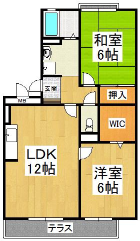 クレスト想(2LDK/1階)の間取り写真