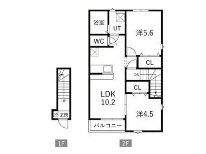 BEFINE新利府(2LDK/2階)の間取り写真