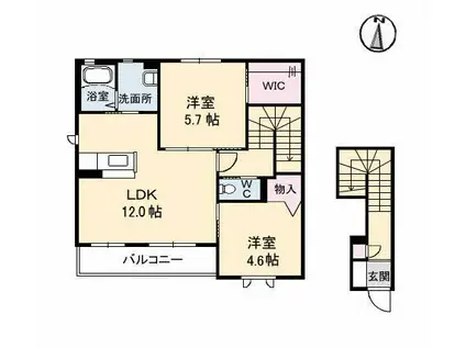 シャーメゾンつばき1番館(2LDK/2階)の間取り写真