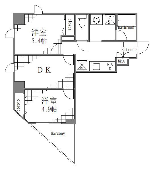 プラッツ両国(2DK/3階)の間取り写真