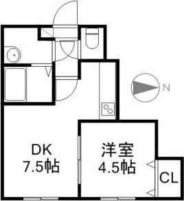 珊瑚第三マンション(1DK/2階)の間取り写真