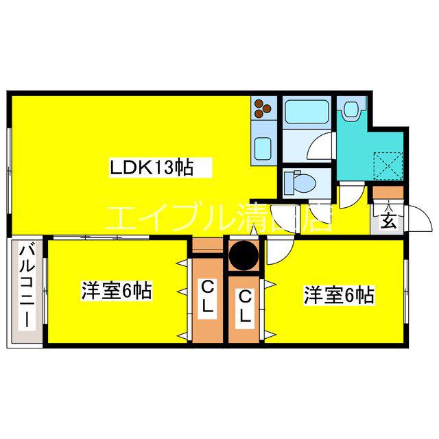 フェリーク大曲(2LDK/5階)の間取り写真
