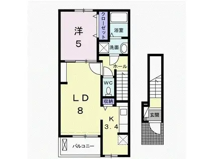 グラン・エトワール(1LDK/2階)の間取り写真