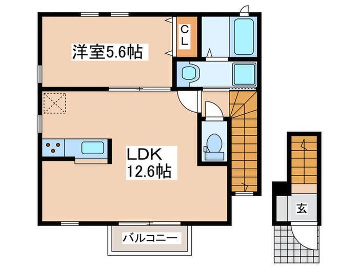 WOOD VILLAGE(1LDK/2階)の間取り写真