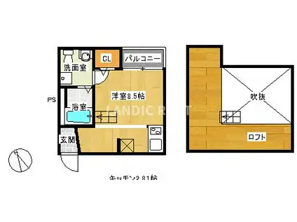 タスク麦野(ワンルーム/2階)の間取り写真