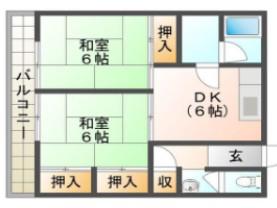 ヴィクトリアコート太子町(2DK/1階)の間取り写真