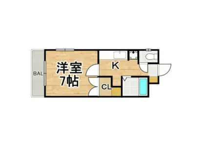 コーポ森(1K/4階)の間取り写真