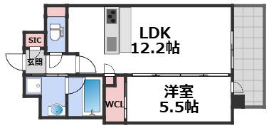 スプランディッド天王寺サウス(1LDK/4階)の間取り写真