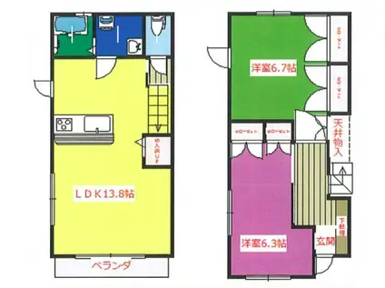 エスポワール陵南壱番館(2LDK/1階)の間取り写真