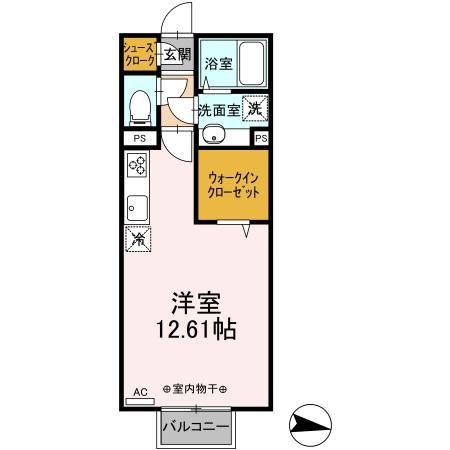 オペラハウス棟高(ワンルーム/2階)の間取り写真