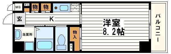サン・ロレンツ心斎橋東(1K/6階)の間取り写真