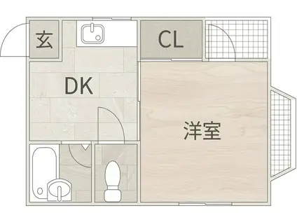 レガーロ北津守(1DK/2階)の間取り写真