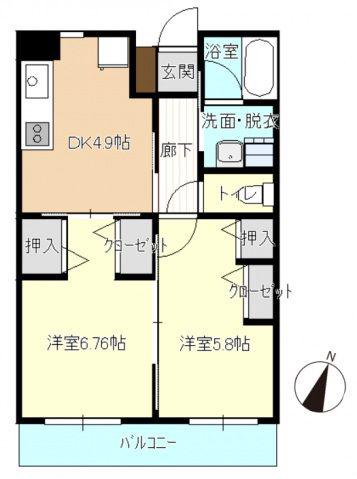 フレンテA(2DK/2階)の間取り写真