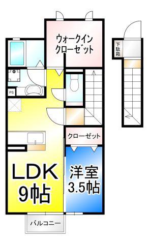 ピュアライフ(1LDK/2階)の間取り写真