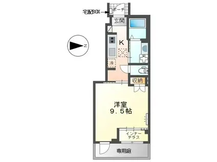 メゾン・ド・ラ・ソネット(1K/1階)の間取り写真