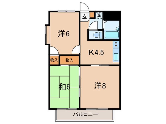 アメニティFM A棟(3K/2階)の間取り写真