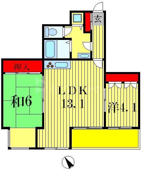 INSURANCE BLDG.XIV(2LDK/1階)の間取り写真
