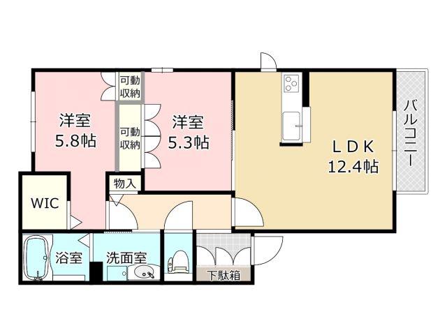 エスポアメゾン(2LDK/2階)の間取り写真