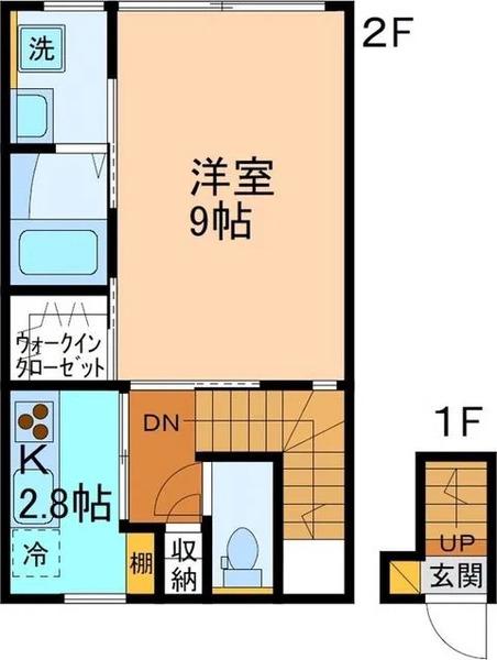 グランノア掛尾A棟(1K/2階)の間取り写真