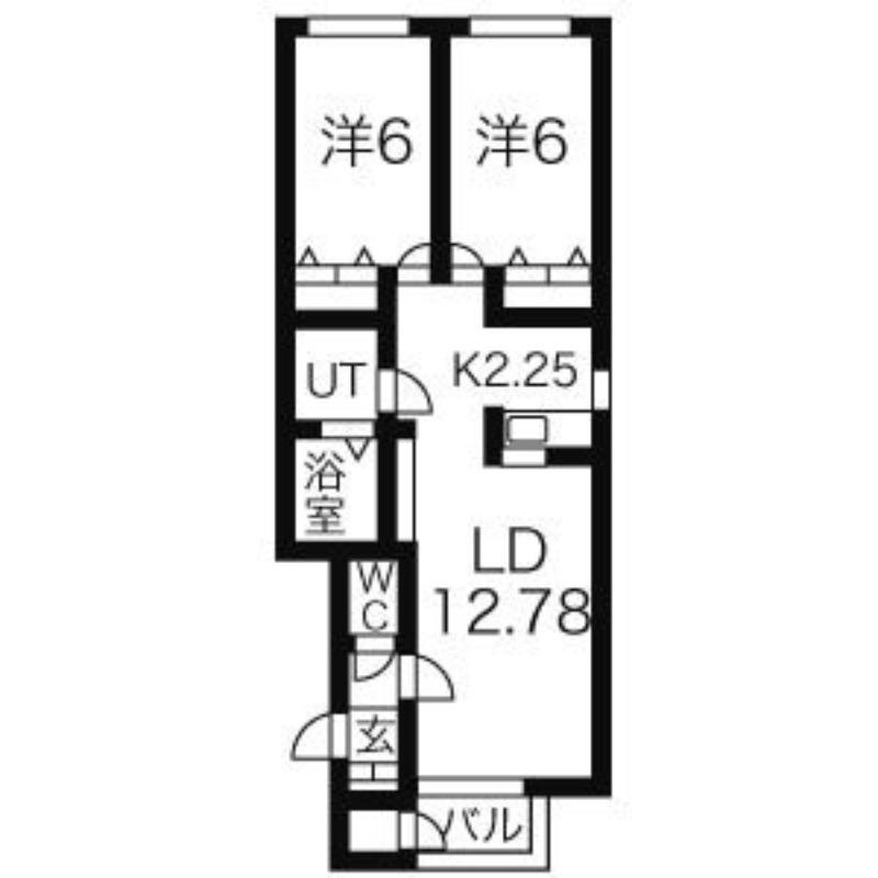 フォレスタ月寒東A(2LDK/1階)の間取り写真