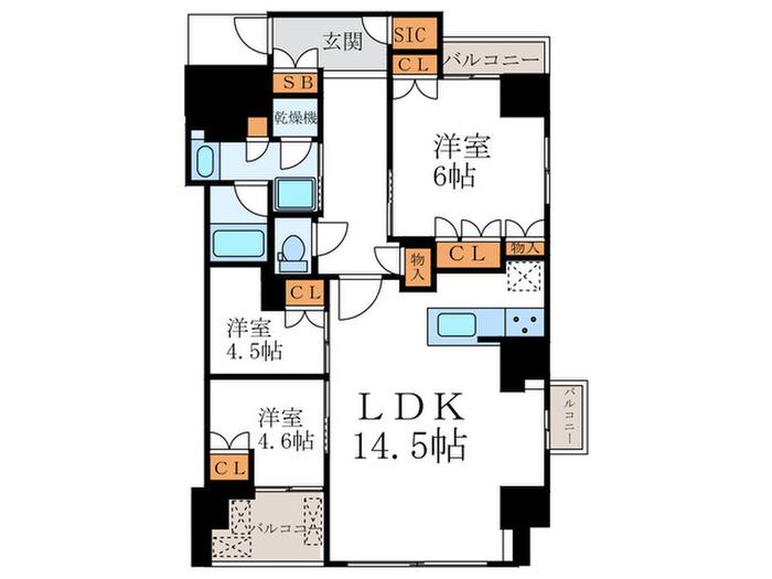 地下鉄烏丸線 今出川駅 徒歩4分 5階建 築1年(3LDK/2階)の間取り写真