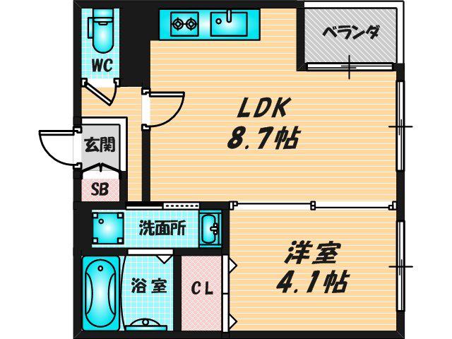 ハーモニーテラス小路東VII(1LDK/2階)の間取り写真