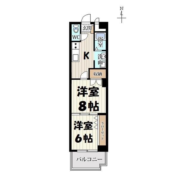 ENSHOW2(1K/4階)の間取り写真
