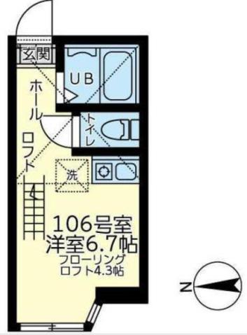 ユナイト小田ドヌーオペラ(ワンルーム/1階)の間取り写真
