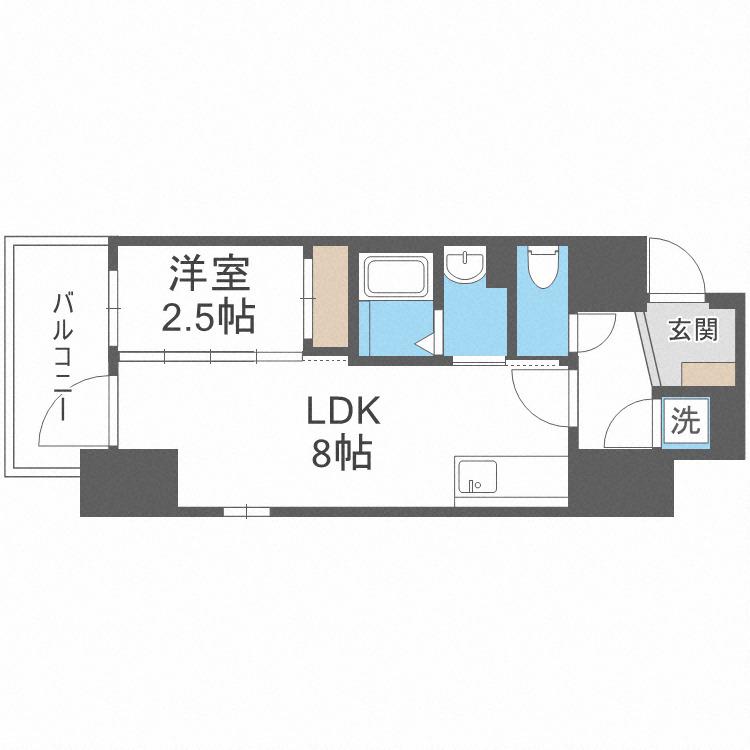 エスリードレジデンス本町パークフロント(1LDK/9階)の間取り写真