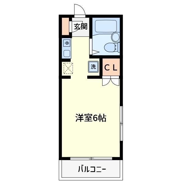 クレセントマンション(1K/2階)の間取り写真