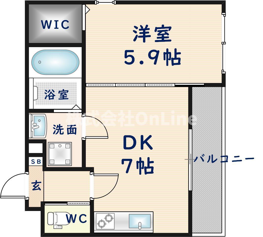 KTIレジデンス八尾(1DK/3階)の間取り写真