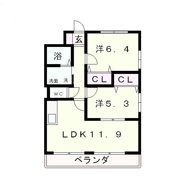 アースマーシマンションII(2LDK/2階)の間取り写真