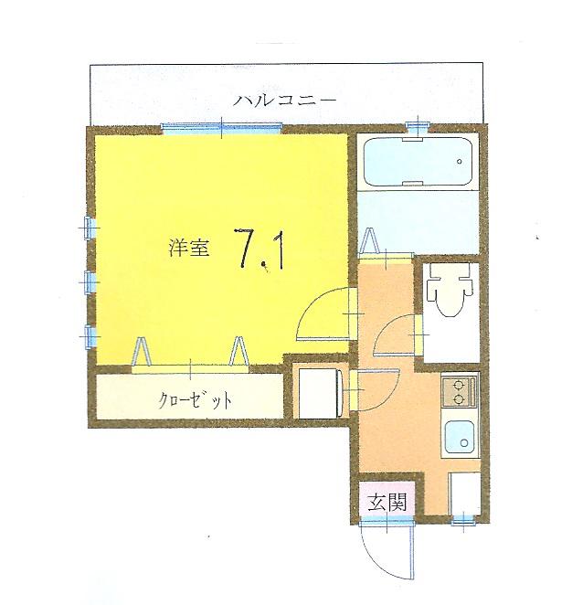月の兎 上大岡(1K/2階)の間取り写真