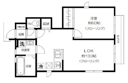 エルマーナ雑司が谷A棟(1LDK/1階)の間取り写真