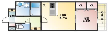 MISTRAL龍野町(1LDK/2階)の間取り写真