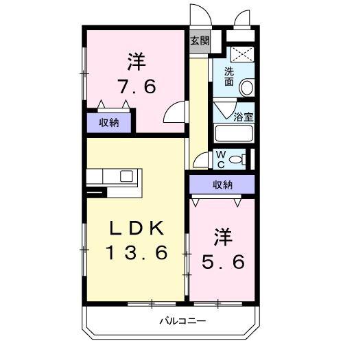レフィナードII(2LDK/3階)の間取り写真