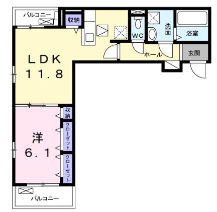 グレイス(1LDK/3階)の間取り写真