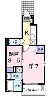 エルベッタ城東(1SK/1階)の間取り写真